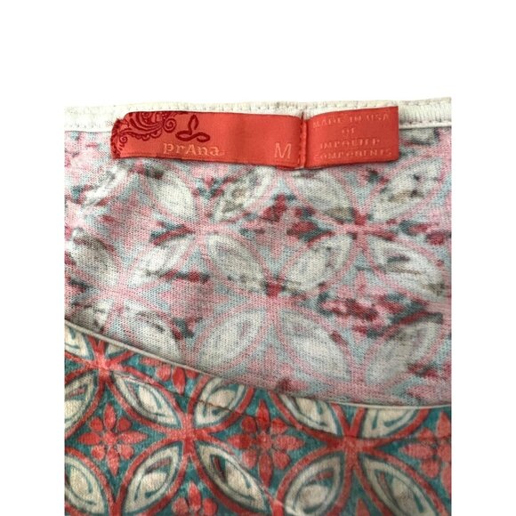 Prana  Women's Pink Short Sleeve Blouse Multi Print Top Size M  NWOT - Picture 5 of 5